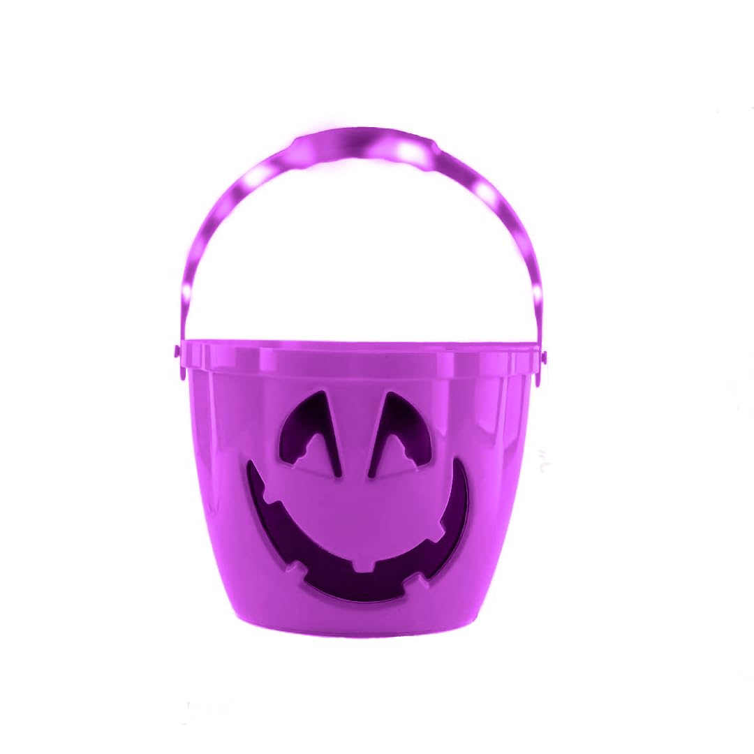 Light Up Halloween Bucket - Led Pumpkin Buckets with Handle, Large Capacity Candy Holder Kids, Halloween Trick or Treat Pumpkin Bucket for Party Decor,Halloween Party Bag Fillers