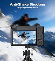 Digitalkamera 4K Fotokamera 64MP Kamera: Vlogging Fotoapparat für Videos mit 3" Klapp-Bildschirm Tragbare Batterie Kompaktkamera mit 16X Digitalzoom 32GB Karte für Kinder Anfänger Studenten Schwarz – Ansicht 6