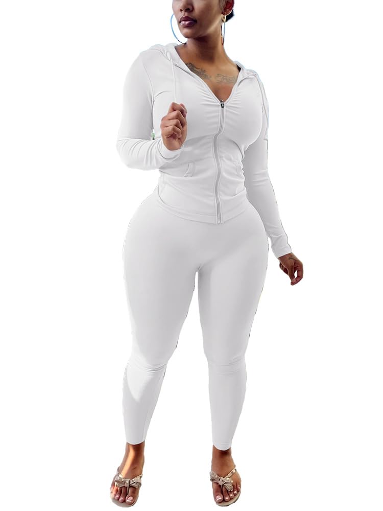 Nimsruc Two Piece Outfits For Women Long Sleeve Bodycon Tracksuit Casual Sweatsuits Jogger Sets