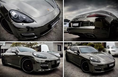 Image of LZLRUN 1FT x 5FT Chrome Mirror Vinyl Wrap Adhesive Car Sticker Decal Film (Gray, 1.64FT x 5FT)
