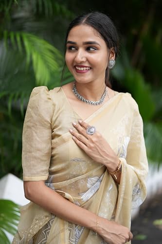 Image of MIRCHI FASHION Saree for Woman Printed Cotton Blend | Elegant Traditional Sari for Social Events and Farewell with Blouse Piece