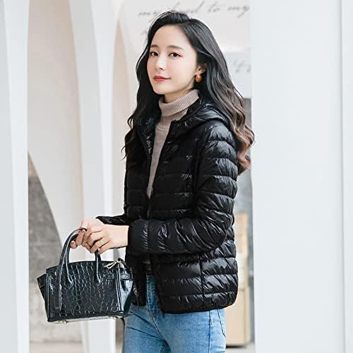 Miniatura 3 de CYee Chaqueta de plumón con capucha ultraligera y con cremallera completa para mujer