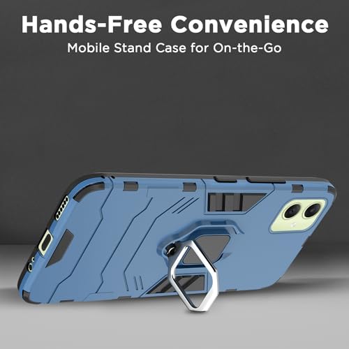 Image of Pikkme Back Cover | D5 Tough Armor Bumper | 360 Protection Case | Ring Holder Stand Case for Samsung Galaxy A05 / M05 / F05 (Blue)