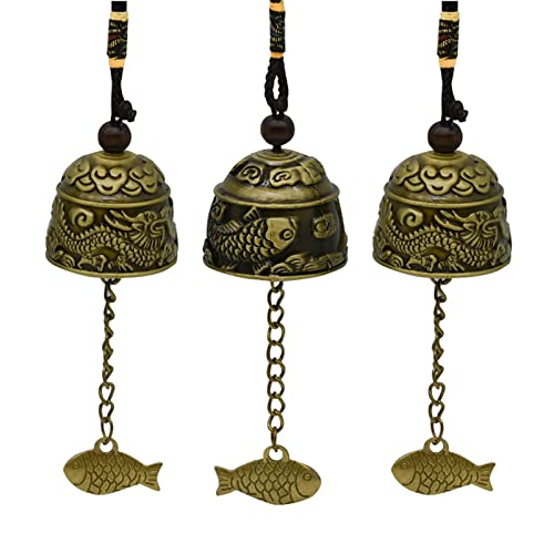 Pinenjoy 3Pcs Vintage Dragon Bronze Fish Carved Feng...