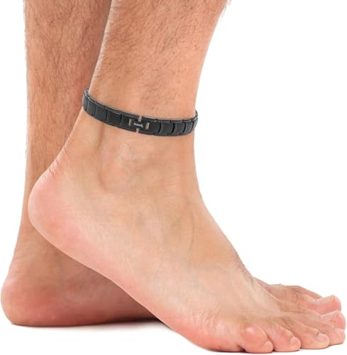 Image of MagnetRX Ultra Strength Magnetic Anklet - Effective Magnetic Ankle Bracelets for Men - Titanium Mens Ankle Bracelet with 48 Magnets (Black)