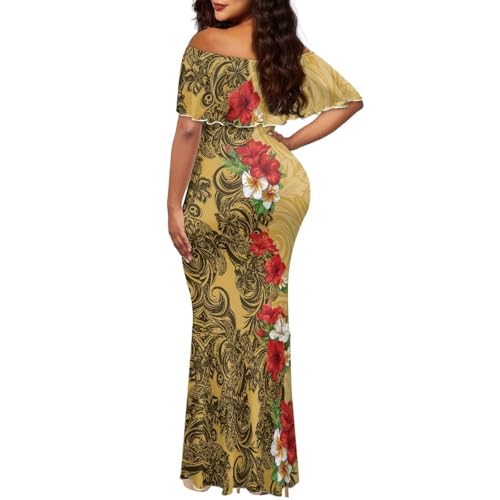 Image of Polynesian for Women S-7XL Off Shoulder Maxi Dress Hawaiian Summer Dresses