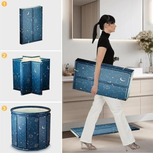 Image of Bath tub for adult for bathroom Tub for Home SPA, Maintains Hot & Cold Temperature, Drainage Hole, Thickened Layer for Hot and ice bath tub for adults (Planet)