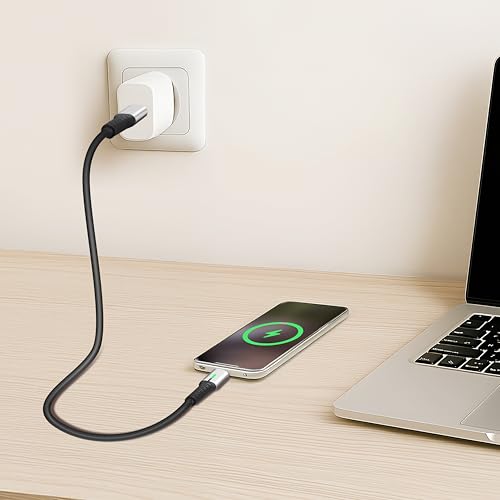 BIGtec Kabel USB C na micro USB, 0,3 m, kabel do ładowania, kabel do transmisji danych, LED, nylon, 12 W, do telefonów komórkowych, smartfonów, aparatów, tabletów, powerbanków, nawigacji, adapter do