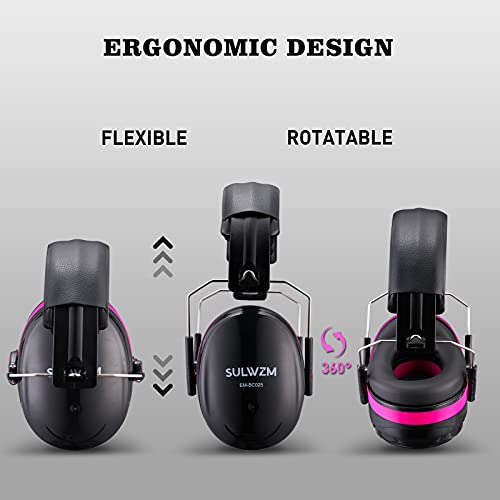 Sulwzm Hearing Protection Ear Muffs,Nrr 28Db Noise Cancelling For Shooting, Mowing, Construction,Rose #TOP2
