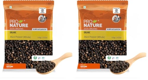Image of Pro Nature 100% Organic Black Pepper (Whole), 100 gram (Pack of 2)