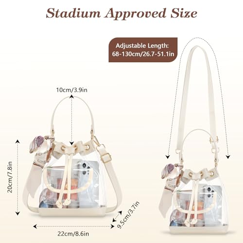 MoKo Clear Tote Bag, Large Capacity Handbags with 2 Pockets, Waterproof PVC Tote Bags for Women, Clear Bag for Stadium Events3