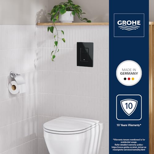 Image of Grohe Skate Cosmopolitan Flush Plate | Glossy Black Finish | Compatible With Grohe Cistern Tank | Dual Flush Button | Sophisticated Style With Highest Performance | 10 Year Warranty | 38732KV0