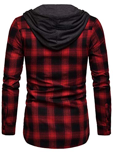 DAVID.ANN Mens Long Sleeve Plaid Classic Casual Hoodie Jackets3