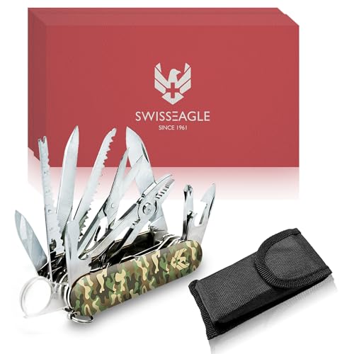 Image of Swiss Eagle 30-in-1 Classic Pocket House Hold & Campaiging, Premium Multi Tool Pocket Tool with Blade, Scissor, Screwdriver, Magnifying Glass, Tweezer for TChristmas Gifts -Black