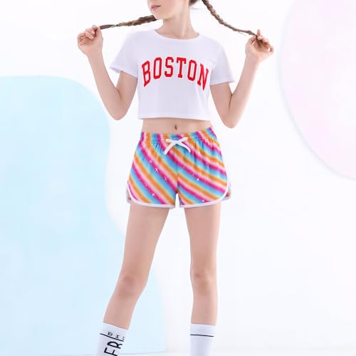 Girls 3-Pack Athletic Shorts Toddlers Workout Active Running Shorts Dolphin Gym Short Pants with Bow 3-10 Years4