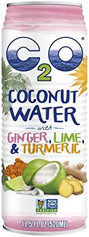 Pure Coconut Water with Ginger, Lime & Turmeric | Plant Based | Non-GMO | No Added Sugar | Essential Electrolytes | 17.5 FL OZ (Pack of 12)