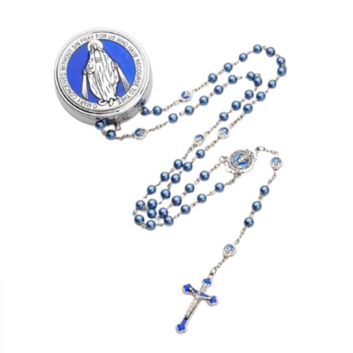 Chapelet catholique de prière pour homme et femme, croix et écrin métallique