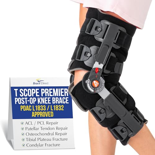 Brace Direct T Scope Premier Full Foam Post Op Knee Brace Adjustable ROM for ACL PCL LCL Recovery L1833 L1832 (Thighs Up to 30.5)