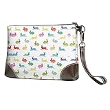 RRhgipp Damen-Clutch-Geldbörse, Motiv: Kaninchen in verschiedenen Posen, zum Springen, Laufen, mit Handschlaufe, lässig, formell, Leder, für Mädchen und Freunde