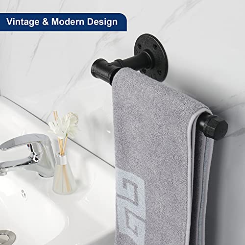 Nearmoon Industrial Pipe Toilet Paper Holder, Bathroom Hardware Rustic Iron Style Vintage Toilet Roll Holder, Heavy Duty Wall Mounted Tissue Holder For Bathroom, Kitchen, Washroom (Black) #TOP6