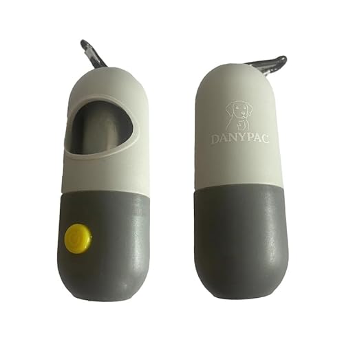 Dispensador de Bolsas Higiénicas para perros - incluye 1 rollo y clip de sujección - Ideal para paseos a toda hora con tu mascota - DANYPAC (Gris)