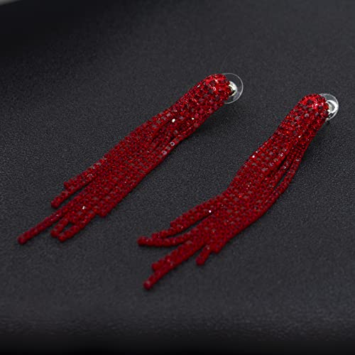 Chandelier Rhinestone Earrings for women,Long Earrings Dangle Dangling Bling Earring Crystal Rhinestone Statement Drop Tassels rhombus Earrings for Prom Fashion Jewelry2