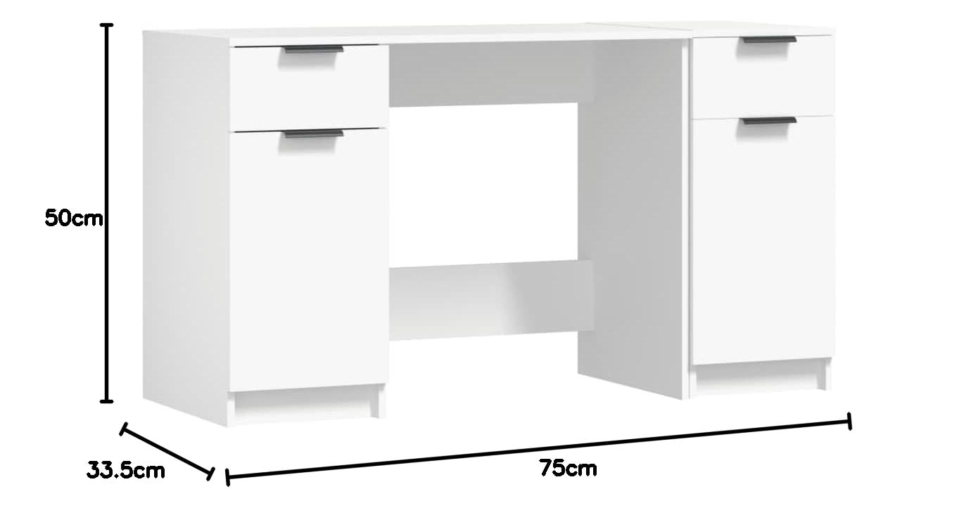 Scrivania bianca con mensola, in legno, 100 x 50 x 75 cm, materiale resistente, molto spazio, design moderno per ufficio e studio