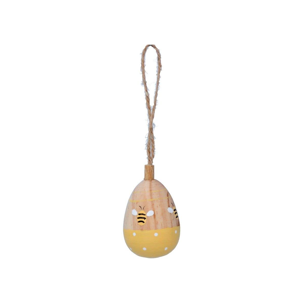 Gisela Graham Light/Yellow Single 5Cm Wooden Painted Bumble Bee Egg For Easter Trees