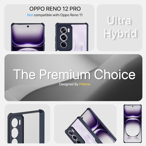 Image of Pikkme Crystal Clear Transparent Back | Ultra Hyrbid | Full Camera Protection | Raised Edge | Bumper Back Case for Oppo Reno 12 Pro 5G (Blue)