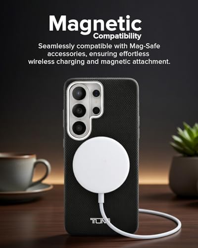 Image of CG MOBILE TUMI [Official Licensed], Protective Case Designed for Galaxy S26 Ultra (2026) | Magnetic System Balistic Texture Case | Genuine Leather Case - Black