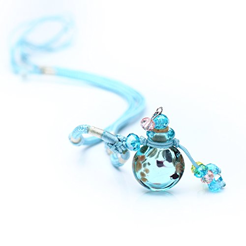 TJ Beauty Aromatherapy Necklace Essential Oil Diffuser Pendant with Origin Cork Cover (Blue)
