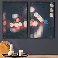 2 Piece Framed Canvas Wall Art Colorful Art Lights Canvas Prints Home Artwork Decoration for Living Room,Bedroom - 16
