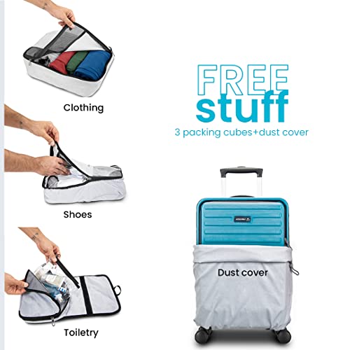 Image of Assembly Assembly Set of 3 Polycarbonate Luggage - 74 cm, 62 cm (Check in) & 54 cm (Cabin) Premium Hardsided Trolley Bags for Travel-Teal