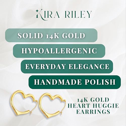 Small to Large 14k Gold Earrings for Women Heart Shape - 14 Karat Solid Open Hearts Hoop Earring, Shrimp Hoops, Lightweight, Hypoallergenic- Gifts for Her, Mom, Your Wife, Friends,Available in 3 Sizes4