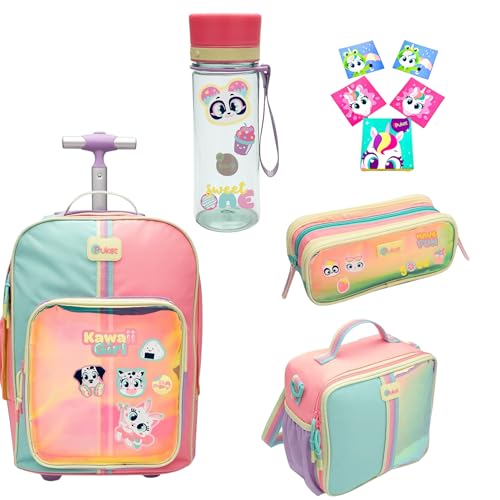 Kit Mochila + Lancheira + Estojo + Garrafa Color Block Puket