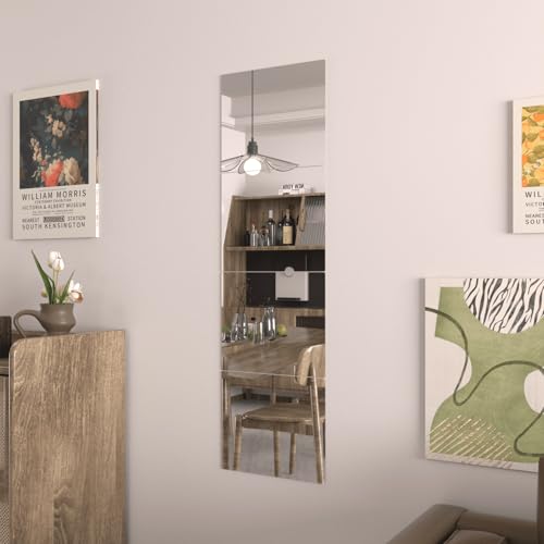 Image of WEER Adhesive Mirror 35 x 29 cm Safety Glass Wall Mirror Self-Adhesive Pack | 2 mm HD glass, polished corners, drill-free, for door wardrobe, bathroom, entrance, children's room, home gym