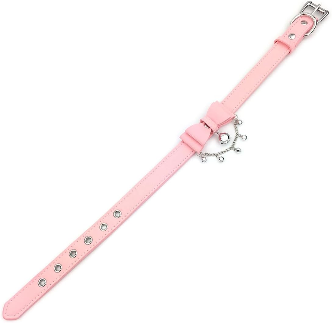 Destiny Love Bell Padlock Choker Collar Necklace Lolita Bow Collar Cat Kitty Velvet Necklace with Heart Lock and Key with Box for Women and Men - Image 3