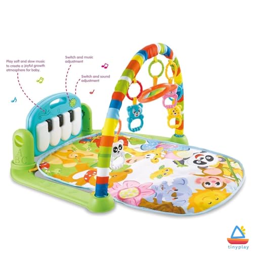 Image of Baby Play Gym for Babies (0-12 Months) | Model KK0639 | Soft Play Mat with Hanging Toys, Musical Piano Keyboard & Tummy Time Support | Activity Play Gym for Newborns & Infants (Multicolor)