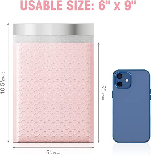 Image of Metronic 500 Pack Bubble Mailers 6X10 Inch Light Pink Bulk Padded Envelopes | Usable Size 6x9 Waterproof Bubble Mailer Self-Seal Cushioning Bubble Envelopes for Jewelry, Makeup, Small Business Supplies