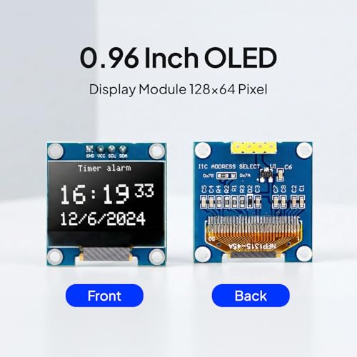 Image of ELEGOO 3PCS 0.96 Inch OLED Display Screen Module Compact Self-Luminous SSD1306 I2C Display Mini Screens for Arduino Projects (White)