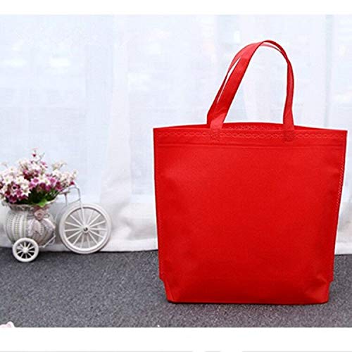 10Pcs Reusable Tote Bags Travel To-Go Kicthen Dining Food Containers Non-Woven Fabric Gift Shopping Grocery Bags With Handles (Red) #TOP3