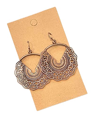 Antique Copper Filigree Hoop Dangle Earrings2