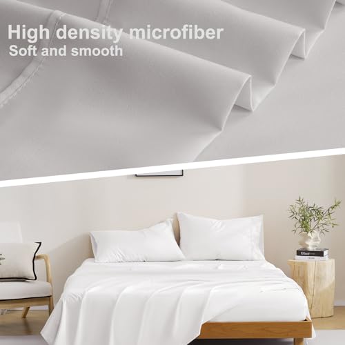MCO 4 Piece King Size Sheets Set, Breathable & Cooling King Sheet Set-White | Hotel Luxury Bed Sheets for Women & Men, 16'' Deep Pockets, Non Pop Off, Ultra Soft and Wrinkle Free, Oeko-Tex Bed Sheet Set - image 3
