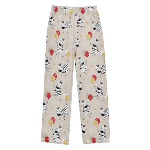 Zebra Balloon Boys Long Pants Soft Trousers Elastic Waist Kids Lounge Bottoms with Pockets S-XL