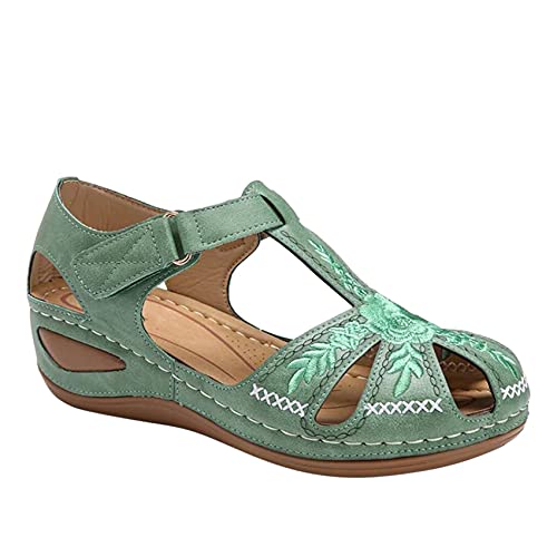 Sandales pour femmes cuir souple de qualité supérieure bout fermé vert