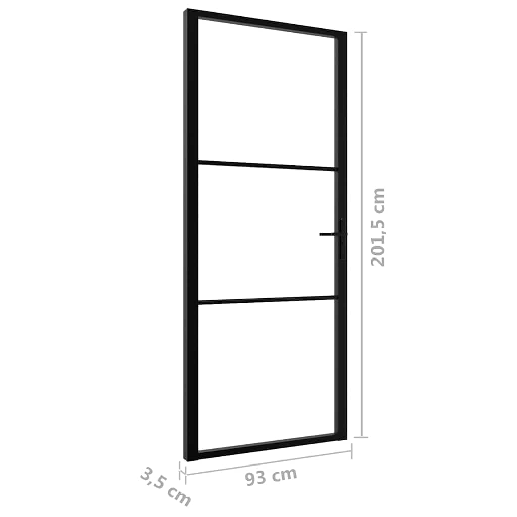 vidaXL Puerta Interior Entrada Pasillo Hogar Cuarto de Baño Sala de Estar Salón Balcón Habitación Vidrio ESG y Aluminio Negro 93x201,5 cm