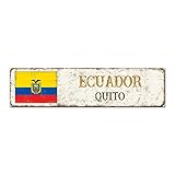 Ecuador Holzschild Quito City Holzschild Flagge Stadt Nostalgie personalisierte patriotische Flagge Staat Geburtstagsgeschenk für Fre&e Familie Kollegen Nachbarn 15,2 x 61 cm