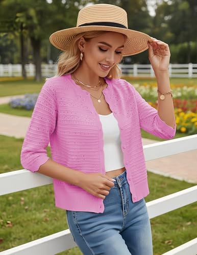 Image of GRACE KARIN Womens 3 /4 Sleeve Cardigan Sweater, Lightweight Cropped Cardigan Trendy, Dressy Casual Crochet Bolero Shrugs