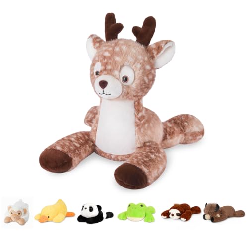Image of Niuniu Daddy Weighted Stuffed Animals, 20 in 3.3 lbs, Fawn Plush for Kids | Heavy sensory lap pad, lying body pillow for sleeping, machine wash, huggable plushies, soothing gift for kids and adults
