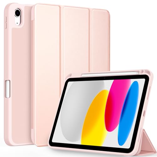CACOE Custodia Cover Compatibile con iPad 11a Generazione (A16) 11' (2025) / iPad 10a Generazione 10.9' (2022) (A2757/A2777), Ultra Sottile Retro Cover con Portapenne,Oro Rosa